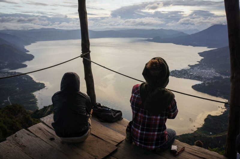 Looking out over lake atitlan from the indian nose viewpoint