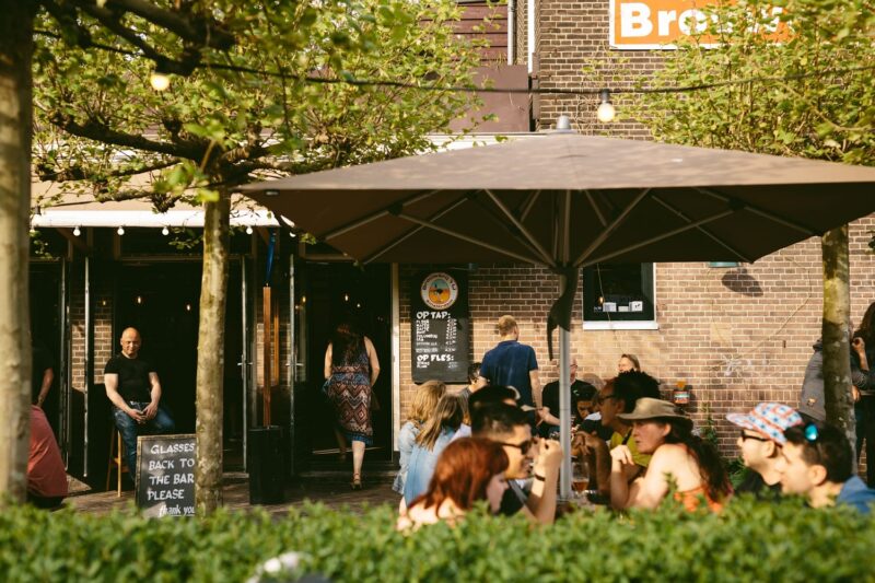 beer garden and terrace at IJ Brewery