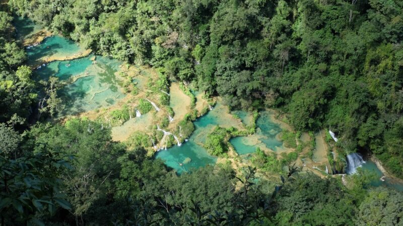 view of Semuc Champey, Guatemala, from El Mirador viewpoint