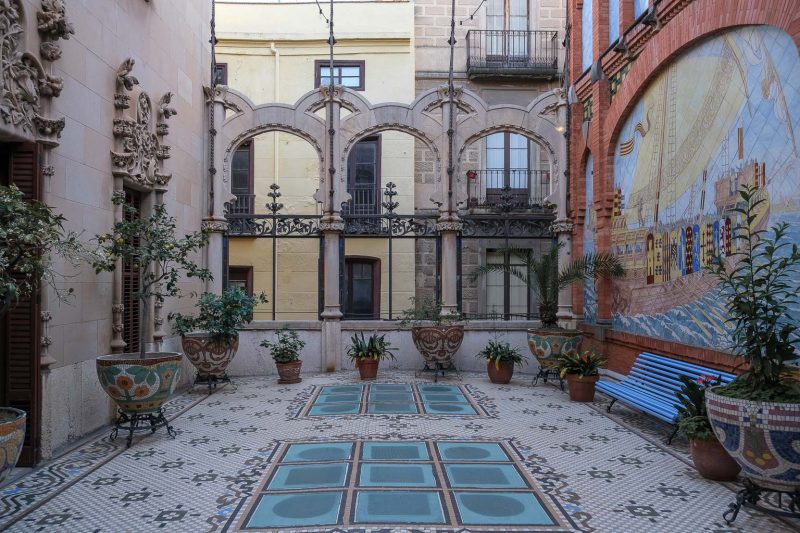The rooftop courtyard of Casa Navas in Reus, Spain