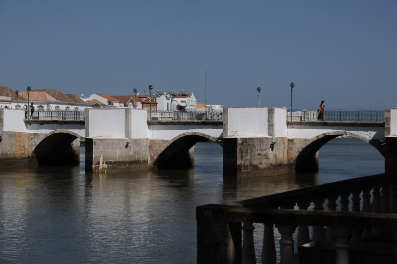 The Roman bridge crossing the Rio Gilao in Tavira, Portugal