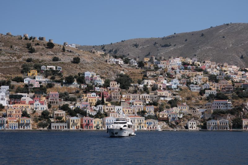 A yacht in Symi Harbour, Greece